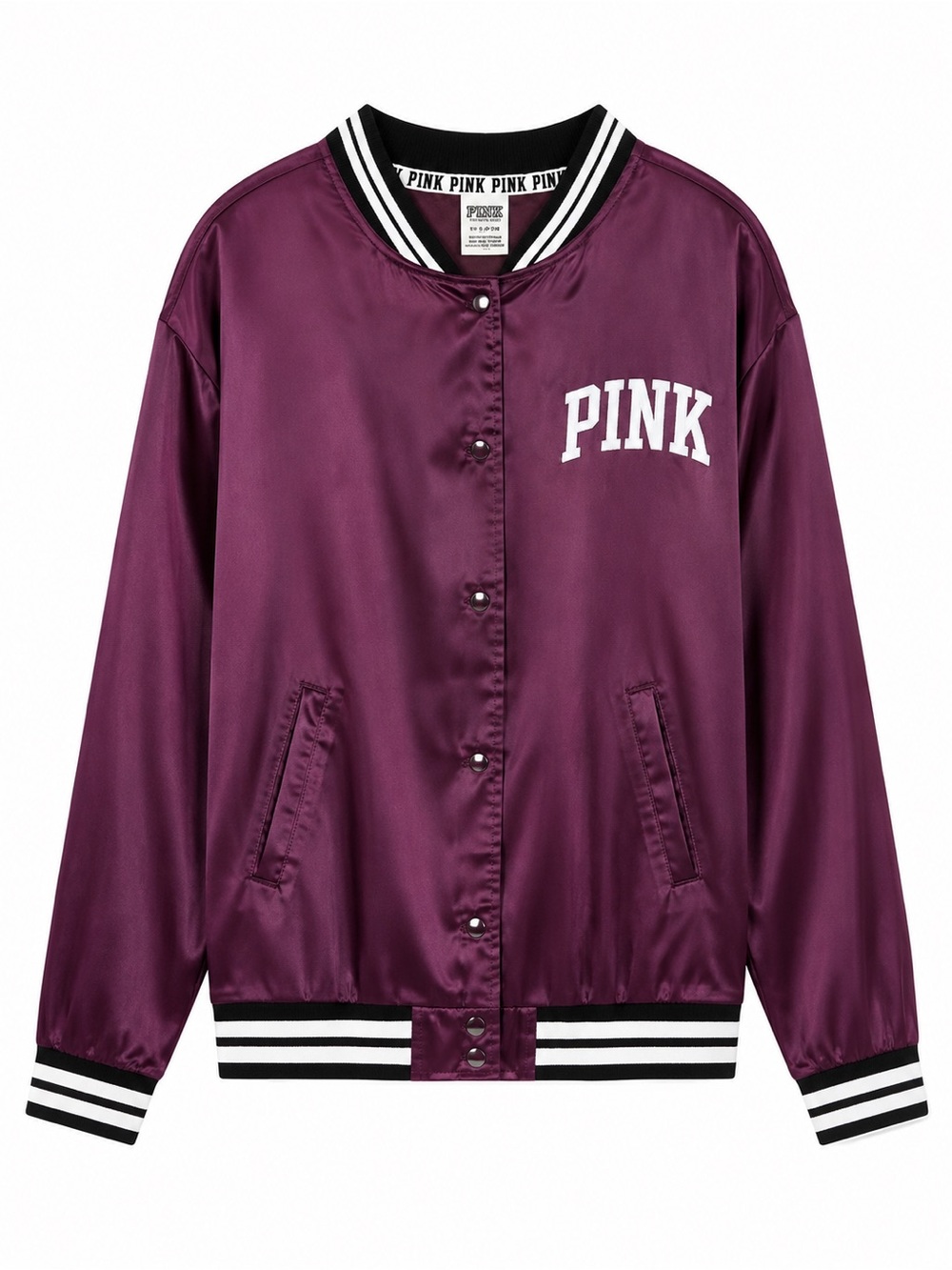 VICTORIA’S SECRET PINK MAROON SATIN BOMBER JACKET - BRAND NEW, NO TAGS